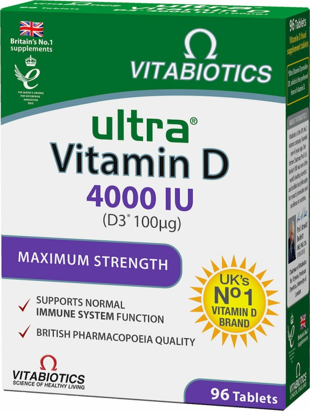 VITABIOTICS Ultra Vitamin D 4000 IU Συμπλήρωμα Διατροφής Για Το Ανοσοποιητικό Σύστημα, 96 Ταμπλέτες