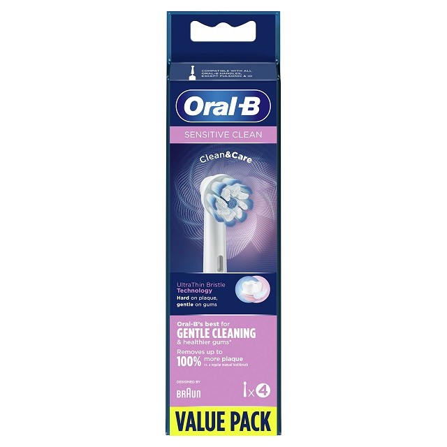 Oral-B Ανταλλακτικές Κεφαλές Για Ηλεκτρική Οδοντόβουρτσα Sensitive Clean & Care Value, 4τμχ