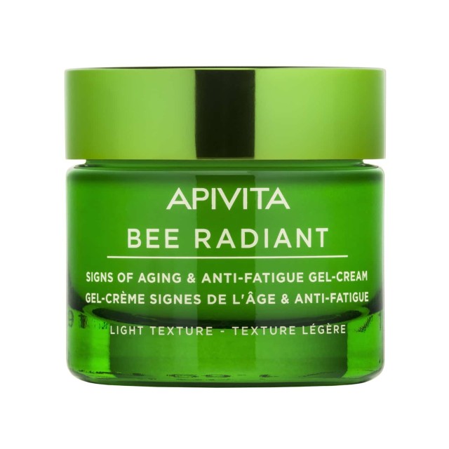 APIVITA Bee Radiant Light Texture Gel-Cream, Αντιγηραντική Κρέμα Τζελ Ελαφριάς Υφής για Λαμπερή, Σφριγηλή & Ξεκούραστη Επιδερμίδα, 50ml