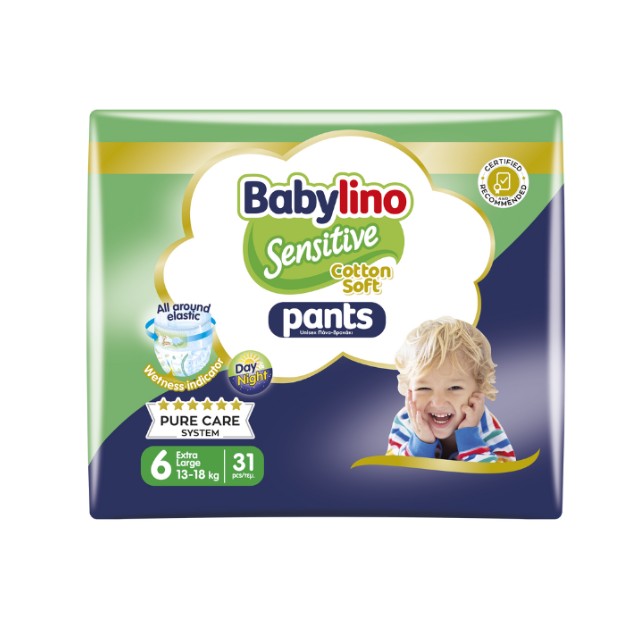 Babylino Sensitive Cotton Soft Unisex Pants No.6 13-18kg Πάνες Βρακάκι 31τμχ