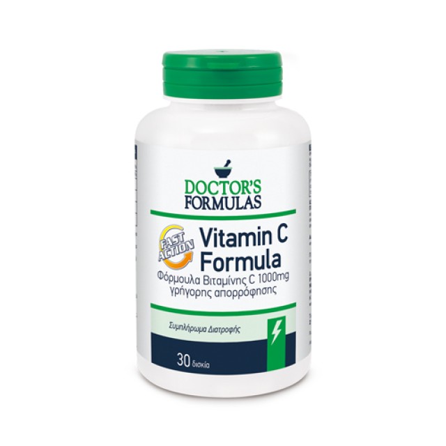 Doctors Formulas Vitamin C Formula Fast Action, Συμπλήρωμα Διατροφής Βιταμίνης C 1000mg Γρήγορης Απορρόφησης, 30 δισκία
