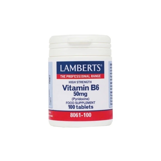Lamberts Β6 50mg Pyridoxine, Συμπλήρωμα Διατροφής με Πυριδοξίνη (Βιταμίνη Β6) 100tabs 8061-100