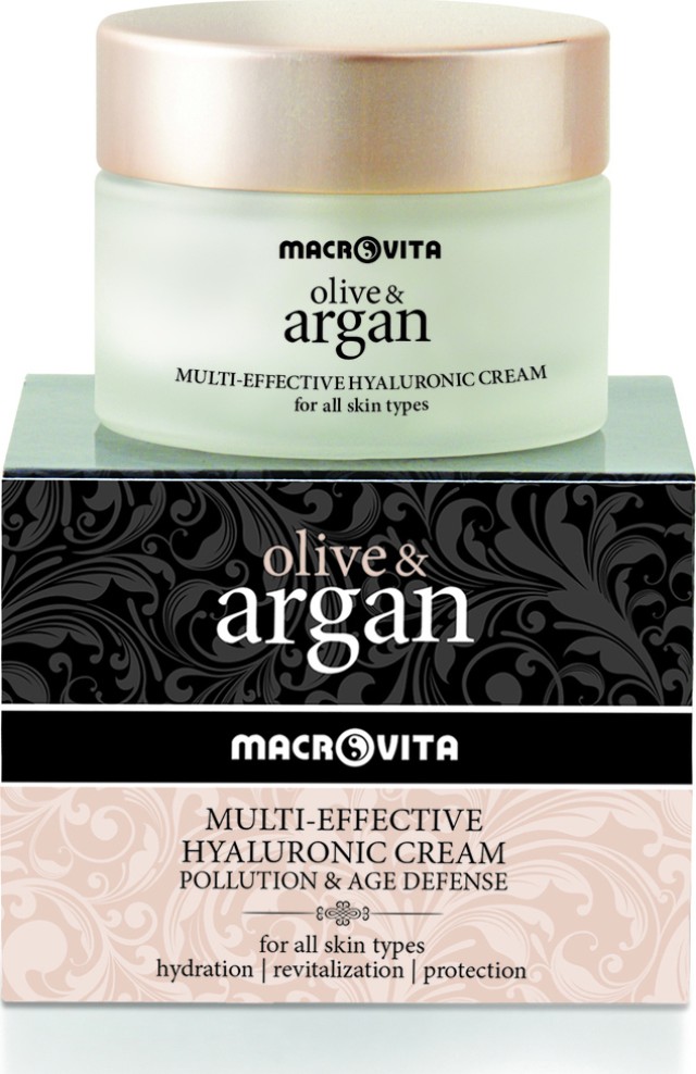 MACROVITA Olive & Argan Multi-effective, Κρέμα Υαλουρονικού Οξέως με Έλαιο Άργκαν & Λάδι Ελιάς 50ml
