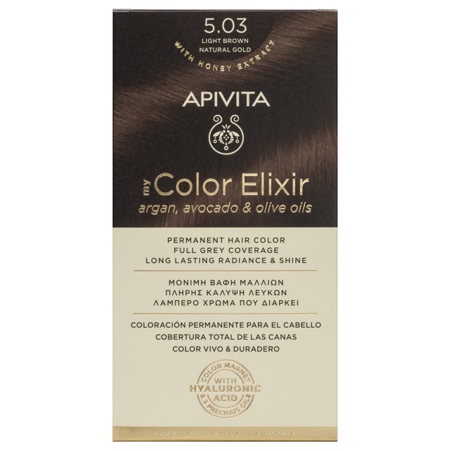 Apivita My Color Elixir Νο 5.03 Βαφή Μαλλιών Μόνιμη Καστανό Ανοιχτό/Φυσικό Μελί