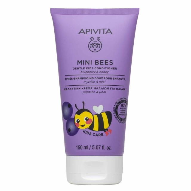 APIVITA Mini Bees Gentle Kids Conditioner Παιδική Κρέμα Μαλλιών με Μύρτιλο & Μέλι, 150ml
