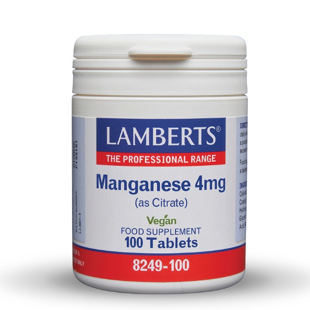 Lamberts Manganese 4mg (as Citrate) 100 caps 8249-100