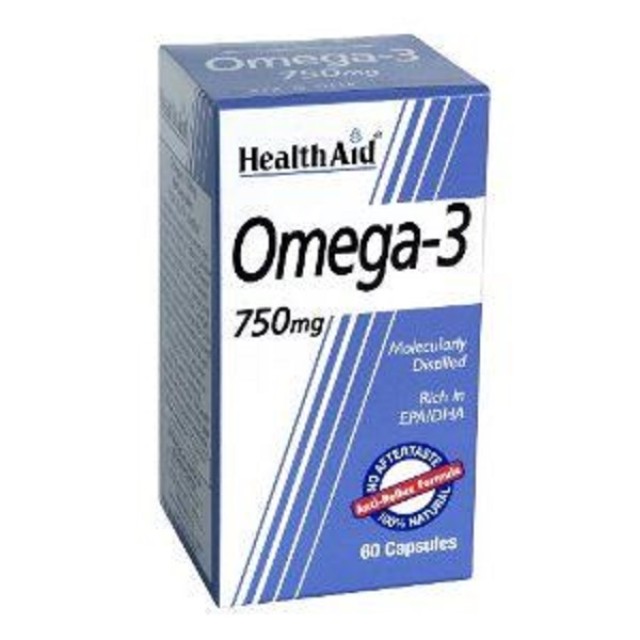 HEALTH AID Omega 3 750mg, Ιχθυέλαιο Ω3 συμβάλει στη φυσιολογική λειτουργία της καρδιάς, 60caps