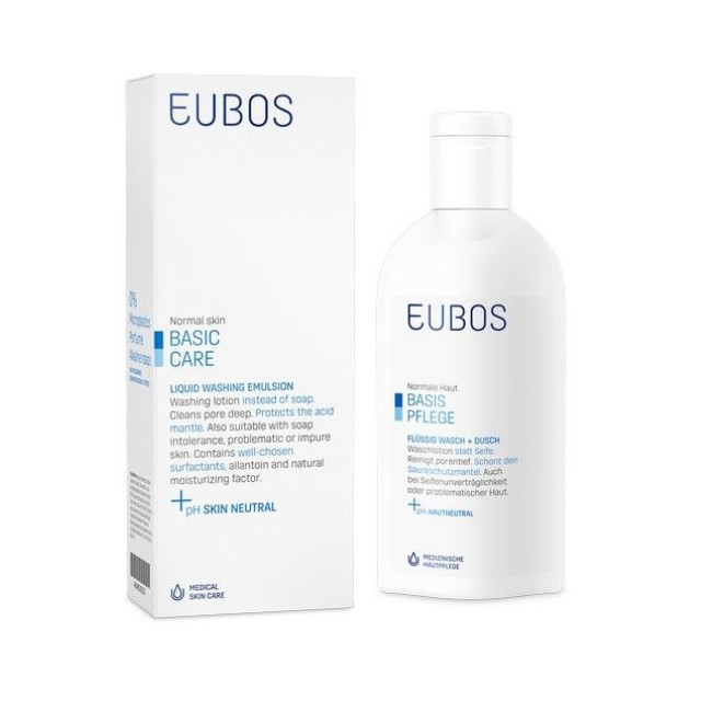 Eubos Basic Care Liquid Washing Emulsion Blue Υγρό Καθαρισμού Προσώπου & Σώματος Χωρίς Άρωμα, 200ml