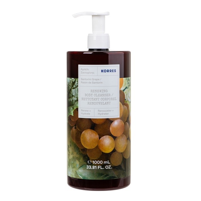 Korres Renewing Body Cleanser Santorini Grape Shower Gel Αφρόλουτρο Με Άρωμα Αμπέλι Σαντορίνης, 1000ml