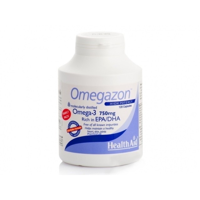 HEALTH AID Omegazon Ωμέγα 3 750 mg, Υγιή Καρδιά, Κυκλοφορικό & Εγκέφαλος Family, 120caps