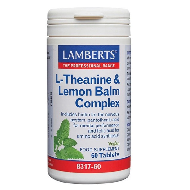 Lamberts Theanine & Lemon Balm Με Παντοθενικό Οξύ Για Φυσιολογική Νοητική Απόδοση, 60tabs (8317-60)