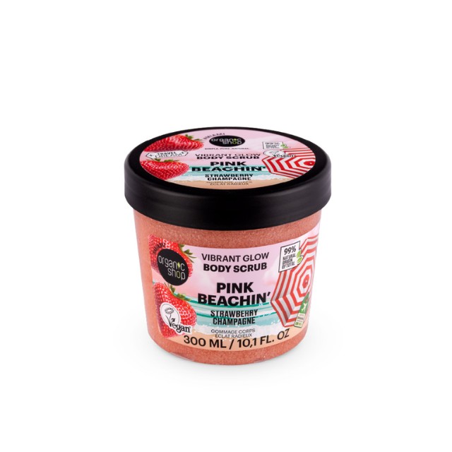 Natura Siberica Organic Shop Pink Beachin Vibrant Glow Body Scrub Σώματος με Φράουλα 300ml