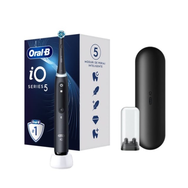 Oral-B iO Series 5 Ηλεκτρική Οδοντοβουρτσα Black Magnetic Μαύρη με Θήκη Ταξιδιού 1τμχ