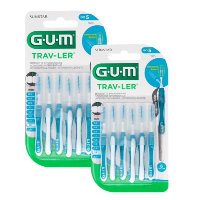 Gum Trav-Ler Πακέτο Μεσοδόντια Βουρτσάκια 1.6mm Μπλε (1614) 2x6 Τεμάχια