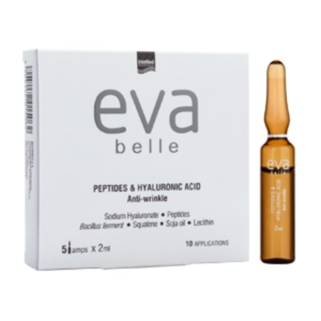 INTERMED Eva Belle Peptides & Hyaluronic Acid Anti-Wrinkle, Αμπούλες για Εντατική Αντιμετώπιση Λεπτών Γραμμών & Ρυτίδων, 5x2ml