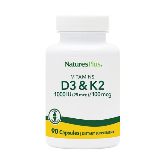 Natures Plus Vitamins D3 1000IU & K2 100mcg 90 Κάψουλες