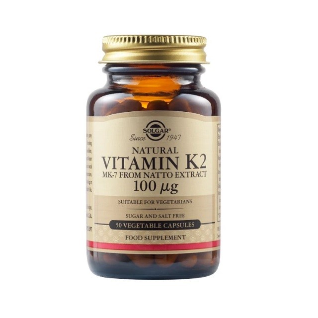 Solgar Vitamin K2 100mcg, Συμπλήρωμα για τη Φυσιολογική Πήξη του Αίματος, Οστά, 50 φυτικές κάψουλες