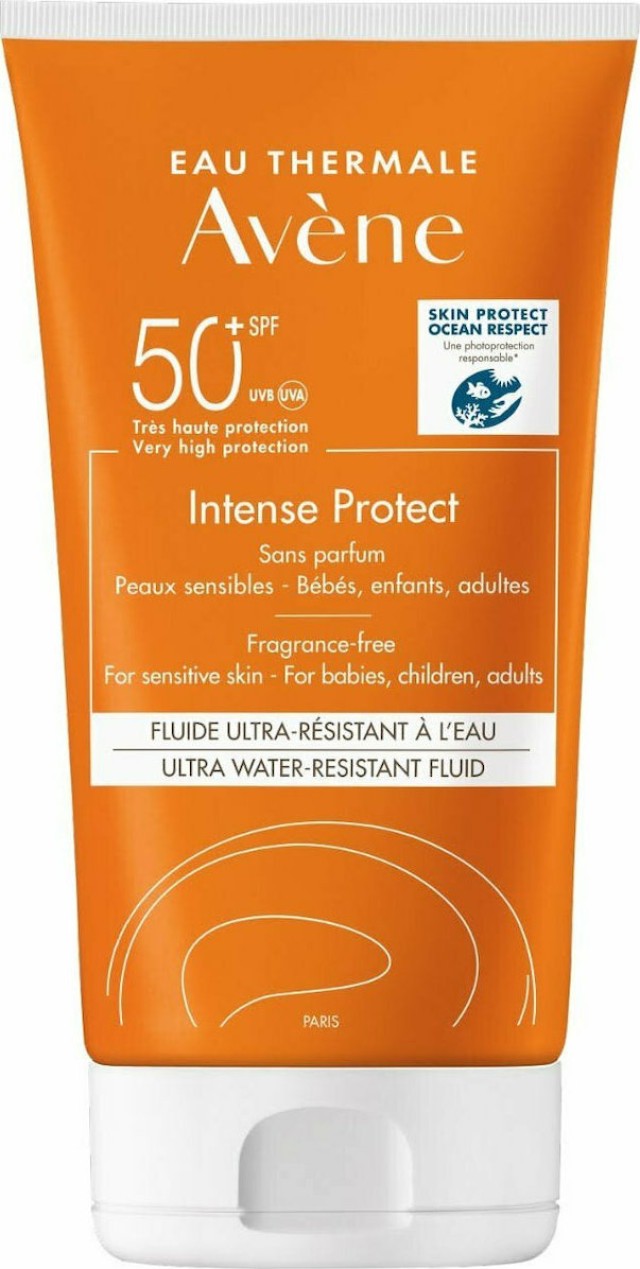 AVENE Solaire Intense Protect Fragrance Free SPF50+, Αντηλιακό για Ευαίσθητο Δέρμα για Πρόσωπο & Σώμα Χωρίς Άρωμα, 150ml