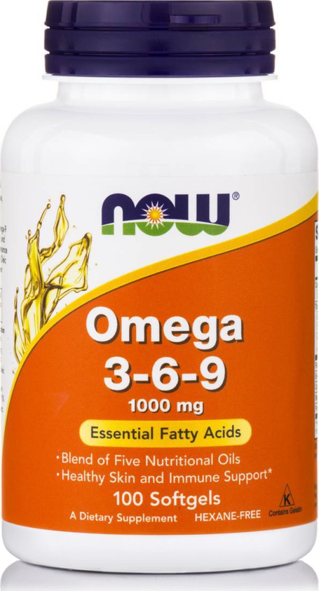 NOW FOODS Omega 3-6-9 1000mg Συμπλήρωμα Διατροφής Συνδυασμός Ωμέγα 3-6-9 Λιπαρών Οξέων, 100 Μαλακές Κάψουλες