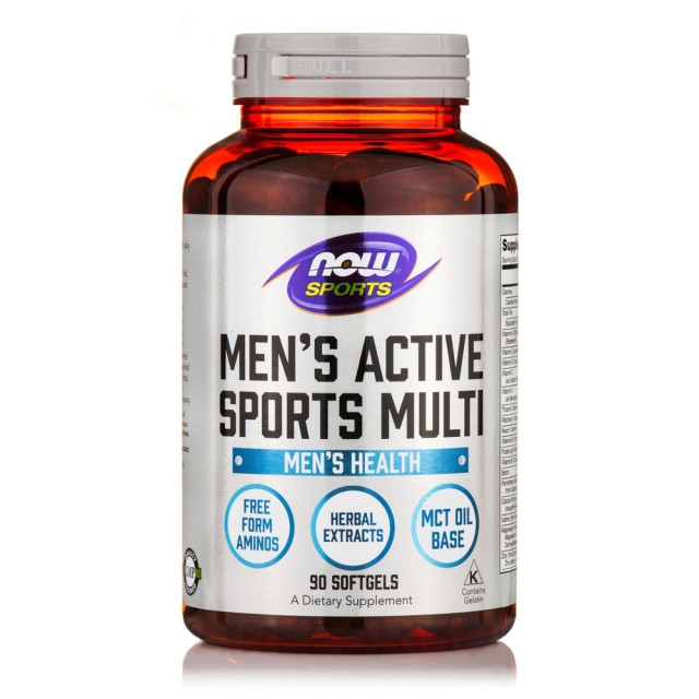 NOW FOODS Sports Mens Active Sports Multi Ενεργειακή & Προστατευτική Πολυφόρμουλα Για Άνδρες, 90 Μαλακές Κάψουλες