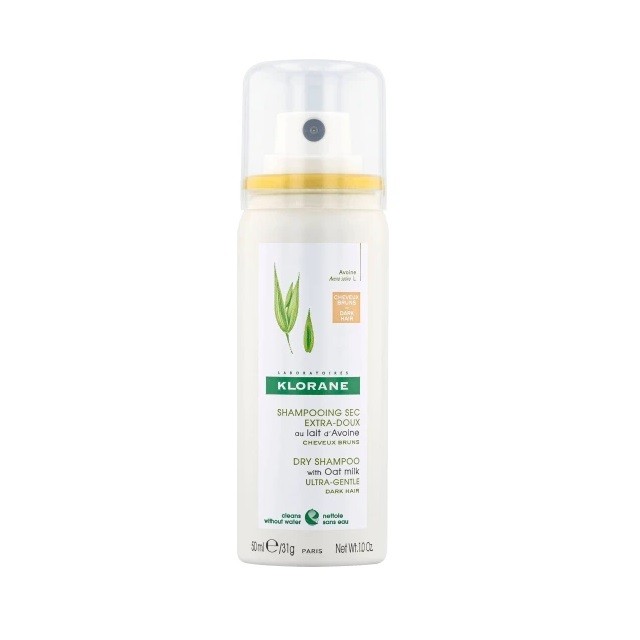KLORANE Oat Milk Dry Shampoo For Dark Hair, Ξηρό Σαμπουάν με Γαλάκτωμα Βρώμης Για Καστανά & Σκούρα Μαλλιά, 50ml
