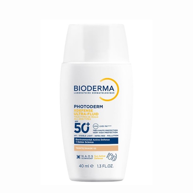 Bioderma Photoderm XDefense Ultra-Fluid Shade 02 SPF50+ Λεπτόρρευστο Αντηλιακό Προσώπου με Χρώμα Απόχρωσης 02 40ml