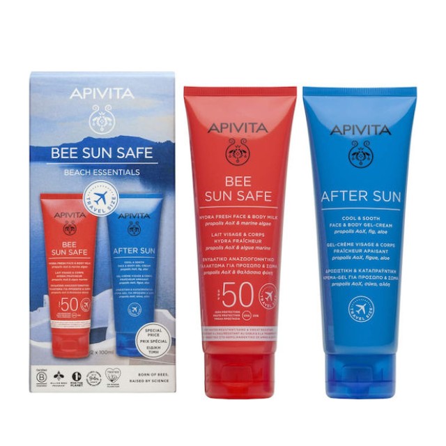 Apivita Bee Sun Safe Πακέτο Face & Body Milk SPF50 Αντηλιακό Γαλάκτωμα Για Πρόσωπο & Σώμα 100ml & Sun Cool & Sooth Face & Body Καταπραϋντική Κρέμα Για Μετά Τον Ήλιο 100ml
