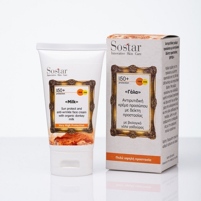 Sostar Το Γάλα Anti-wrinkle Face Cream SPF50+ Αντιγηραντική Κρέμα Προσώπου Με Βιολογικό Γάλα Γαϊδούρας, 50ml