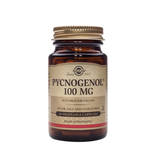 Solgar Pycnogenol 100mg Συμπλήρωμα Διατροφής 30 Φυτικές Κάψουλες