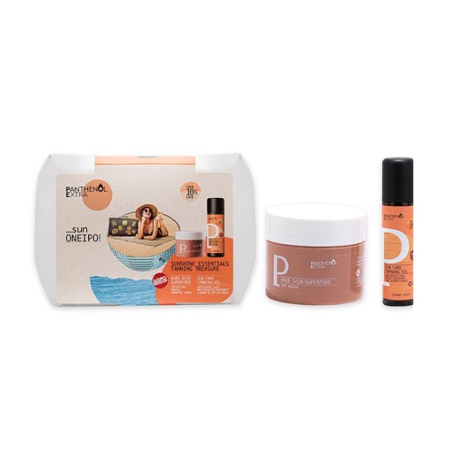 Panthenol Extra Πακέτο Bare Skin Superfood Body Mousse 230ml & Sun Care Tanning Oil SPF10 150ml + Δώρο Νεσεσέρ