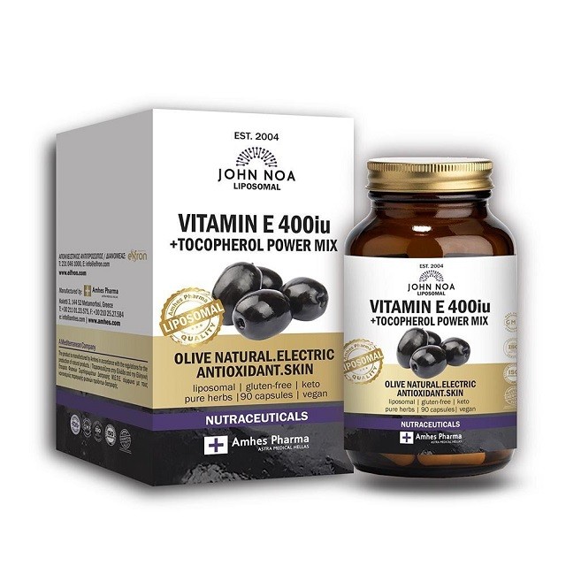 John Noa Liposomal Vitamin E 400IU + Tocopherol Power Mix Συμπλήρωμα Διατροφής Με Βιταμίνη Ε, 90 κάψουλες