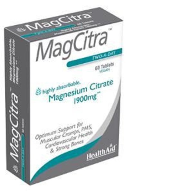 HEALTH AID MagCitra Μαγνήσιο Κιτρικό 1900mg Υψηλή Ποιότητα & Ταχεία Απορρόφηση 60tabs