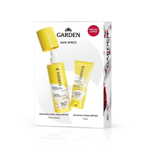 Garden Safe Spritz Πακέτο Sunscreen Lotion Spray Face & Body SPF50 200ml & Sunscreen Face Cream SPF50+ 50ml