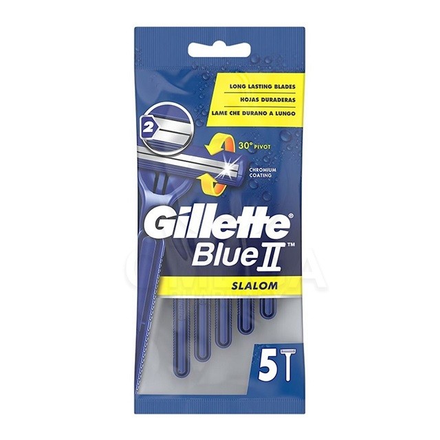 Gillette Blue II Slalom Ανδρικά Ξυραφάκια Με 2 Λεπίδες Μίας Χρήσης, 5 Τεμάχια