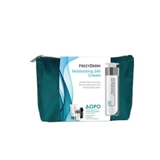 Frezyderm Moisturizing 24h Πακέτο Cream 50ml & Δώρο Νεσεσέρ με Facial Scrub 15ml & Eye Balm 5ml & Velvet Colors 2ml