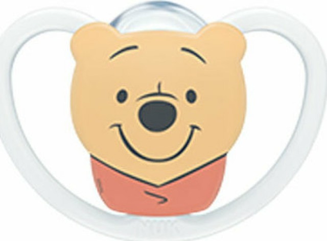 NUK Πιπίλα Σιλικόνης 6-18m Space Winnie the Pooh Με Θήκη Χωρίς Κρίκο Σε Χρώμα Λευκό (10.736.611), 1τμχ