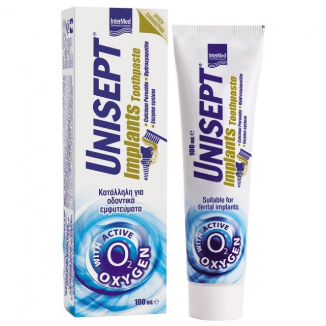 INTERMED Unisept Implants Toothpaste Οδοντόκρεμα Καθημερινής Χρήσης Κατάλληλη για Οδοντικά Εμφυτεύματα 100ml