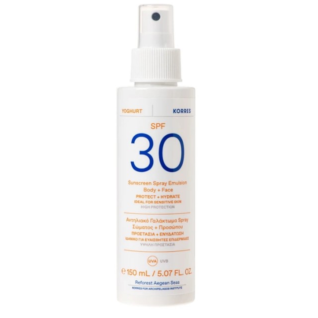 Korres Yoghurt Sunscreen Spray Body & Face  SPF30 Αντηλιακό Γαλάκτωμα Σώματος & Προσώπου 150ml