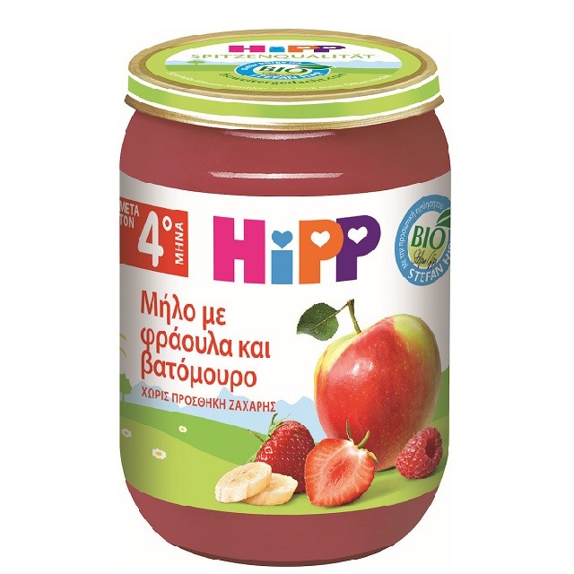 HIPP Βρεφική Κρέμα Φρούτων Μήλο Mε Φράουλα & Βατόμουρο Από τον 5ο Μήνα, 190g