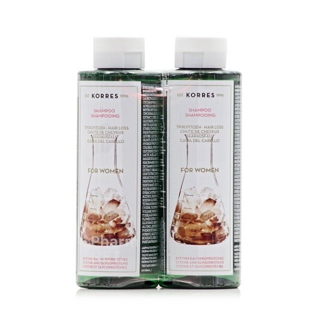 Korres Shampoo Cystine & Glycoproteins Κατά της Τριχόπτωσης Με Κυστίνη & Γλυκοπρωτεΐνες 1+1, 250ml, 2 Τεμάχια