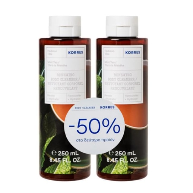 Κorres Πακέτο Renewing Body Cleanser με Πράσινο Τσάι 2x250ml (-50% στο δεύτερο προϊόν)