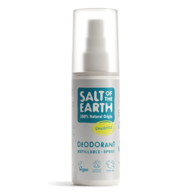 Salt of the Earth Unscented Natural Refillable Αποσμητικό Επαναγεμιζόμενο Spray 100ml
