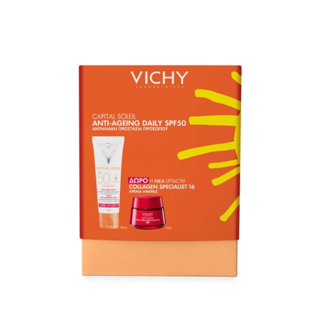 Vichy Capital Soleil Πακέτο Anti-Ageing Αντηλιακή Προσώπου SPF50+ 50ml & Δώρο Liftactiv Collagen Specialist Cream 15ml
