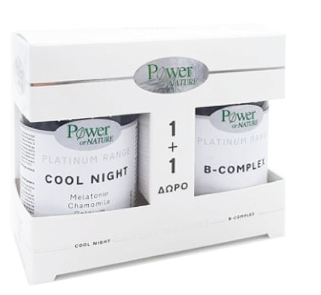 Power Of Nature Platinum Range Cool Night Συμπλήρωμα Διατροφής για Ήρεμο Ύπνο, 30tabs & Δώρο Platinum Range Vitamin B-Complex, 20tabs