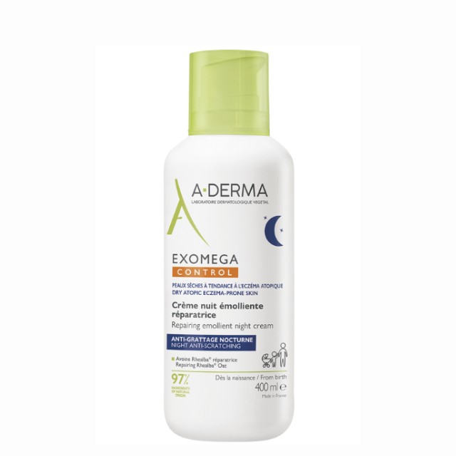 A-Derma Exomega Control Repairing Emollient Night Cream Επανορθωτική Μαλακτική Κρέμα Νυκτός 400ml