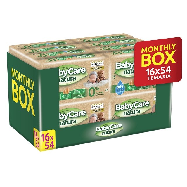 BabyCare Natura Wipes Monthly Box Μωρομάντηλα (16x54τμχ), 864 Τεμάχια