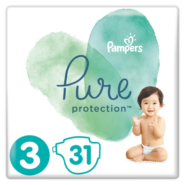 Pampers Pure Protection No.3 (6-10kg) Πάνες, 31 τεμάχια