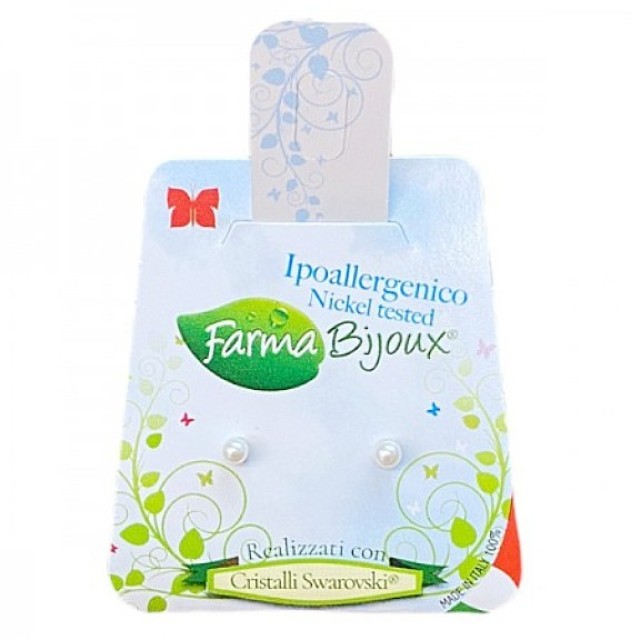 FARMA BIJOUX Σκουλαρίκια Υποαλλεργικά με κρύσταλλο, Perla White P3C50, 3mm 1 Ζευγάρι