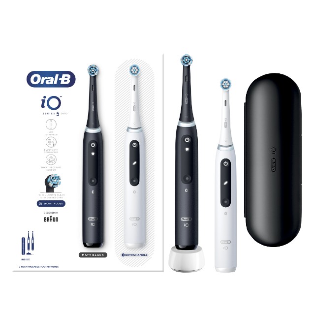 Oral-B iO Series 5 Duo Black & White Ηλεκτρικές Οδοντόβουρτσες 2τμχ