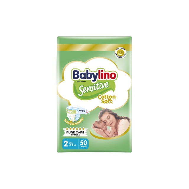 Babylino Sensitive Cotton Soft Value Pack Mini Νο.2 (3-6kg) Βρεφικές Πάνες 50 Τεμάχια